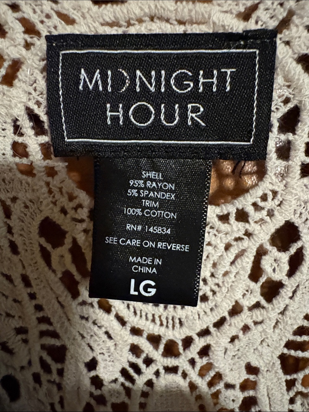 Midnight Hour Black Tank with Cream Crochet Racerback - Picture 2 of 3